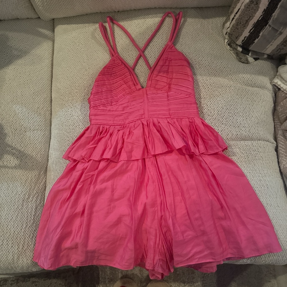 Pink Ruffled Women's Romper